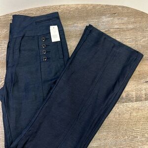 NWT P Luca Milano Women’s High Rise Wide Flare Leg Pants -Navy Blue Size Medium